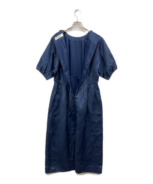 CYCLAS（シクラス）CYCLAS (シクラス) リネンサテン タックワンピース ネイビー サイズ:36の古着・服飾アイテム