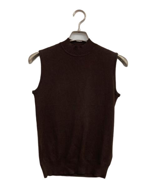 UNITED ARROWS（ユナイテッドアローズ）UNITED ARROWS (ユナイテッドアローズ) ハイネック ノースリーブ ニット ウォッシャブル ブラウン サイズ:Free 未使用品の古着・服飾アイテム