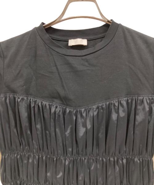 BALLSEY（ボールジィ）BALLSEY (ボールジィ) コットンジャージーコンビ シャーリングワンピース ブラック サイズ:36の古着・服飾アイテム