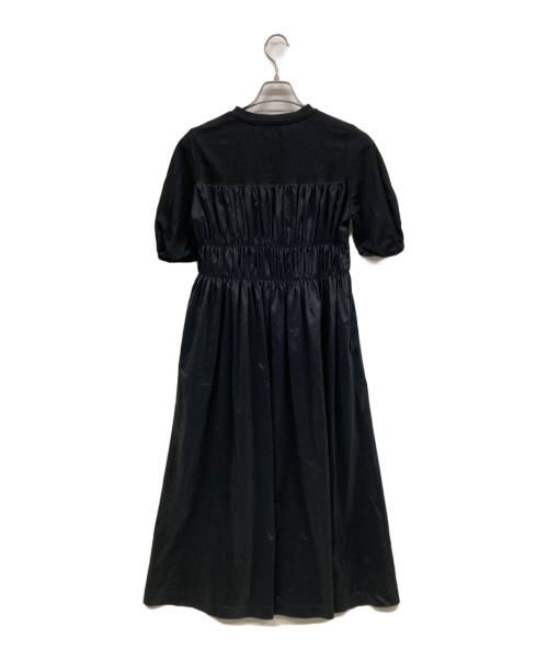 BALLSEY（ボールジィ）BALLSEY (ボールジィ) コットンジャージーコンビ シャーリングワンピース ブラック サイズ:36の古着・服飾アイテム