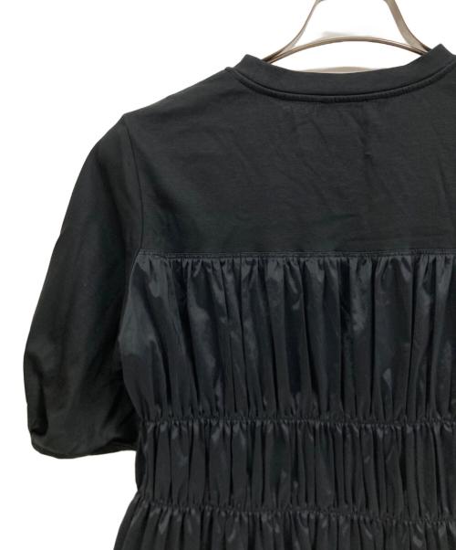 BALLSEY（ボールジィ）BALLSEY (ボールジィ) コットンジャージーコンビ シャーリングワンピース ブラック サイズ:36の古着・服飾アイテム
