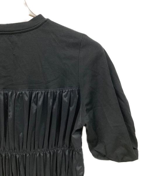BALLSEY（ボールジィ）BALLSEY (ボールジィ) コットンジャージーコンビ シャーリングワンピース ブラック サイズ:36の古着・服飾アイテム