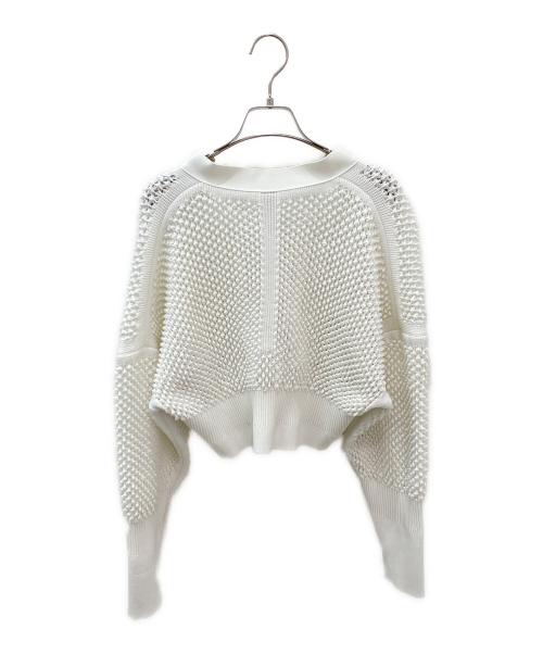 CFCL（シーエフシーエル）CFCL (シーエフシーエル) LATTICE CROPPED CARDIGAN ホワイト サイズ:Fの古着・服飾アイテム