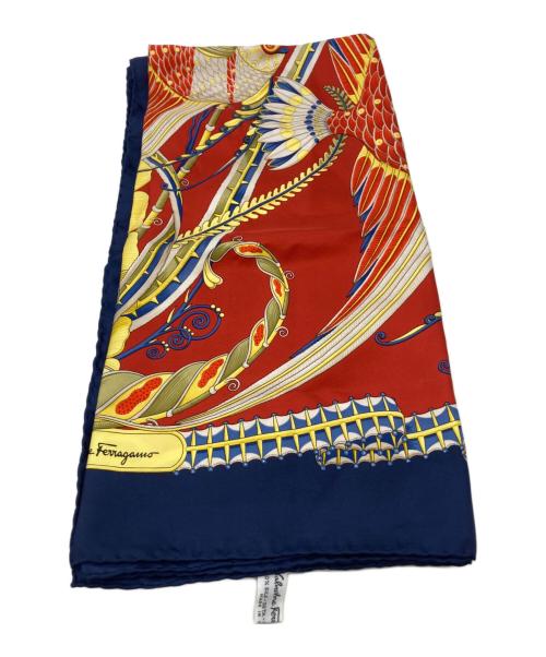 Salvatore Ferragamo（サルヴァトーレ フェラガモ）Salvatore Ferragamo (サルヴァトーレ フェラガモ) 熱帯魚柄大判スカーフ レッドの古着・服飾アイテム