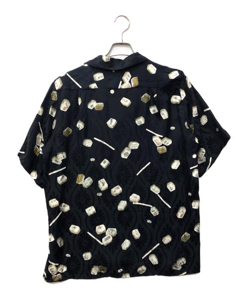 NIPOALOHA（二ポアロハ）NIPOALOHA (二ポアロハ) 麻雀文様 シルクアロハシャツ ブラック サイズ:SIZE 3の古着・服飾アイテム