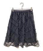 BLUE LABEL CRESTBRIDGEブルーレーベルクレストブリッジ）の古着「クレストブリッジチェックチュールスカート」｜ブラック