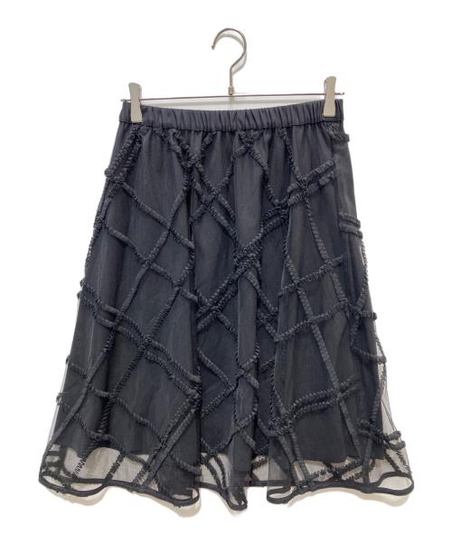 BLUE LABEL CRESTBRIDGE（ブルーレーベルクレストブリッジ）BLUE LABEL CRESTBRIDGE (ブルーレーベルクレストブリッジ) クレストブリッジチェックチュールスカート ブラック サイズ:36の古着・服飾アイテム