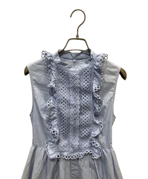 CHESTY（チェスティ）CHESTY (チェスティ) フロントデザインカットワークシャツワンピース ブルーの古着・服飾アイテム