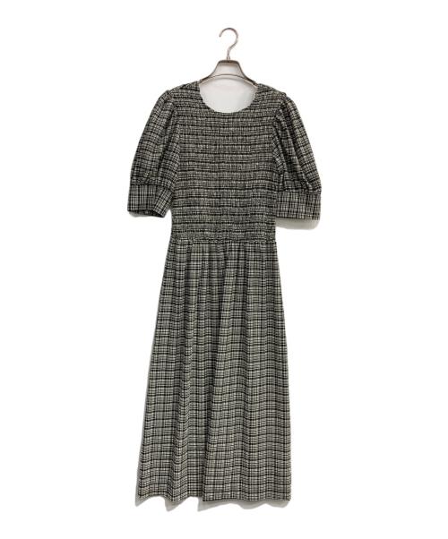 GANNI（ガニー）Ganni (ガニー) シアサッカーバックオープンチェックワンピース ブラック サイズ:36の古着・服飾アイテム
