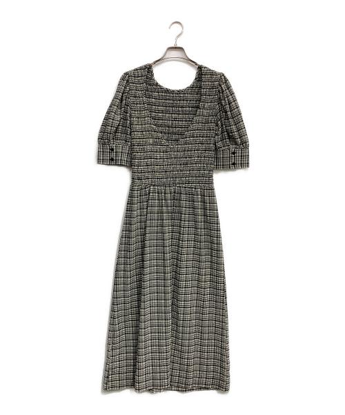 GANNI（ガニー）Ganni (ガニー) シアサッカーバックオープンチェックワンピース ブラック サイズ:36の古着・服飾アイテム