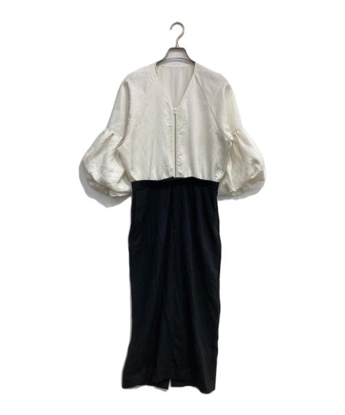 Adam et Rope（アダム エ ロペ）Adam et Rope (アダム エ ロペ) ジャガードポンチワンピース ホワイト サイズ:36の古着・服飾アイテム