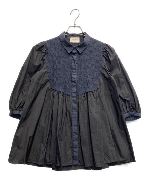 UNITED ARROWS（ユナイテッドアローズ）UNITED ARROWS (ユナイテッドアローズ) UNITED ARROWS エンブロイダリー ショートスリーブ ブラウス ブラック サイズ:FREEの古着・服飾アイテム