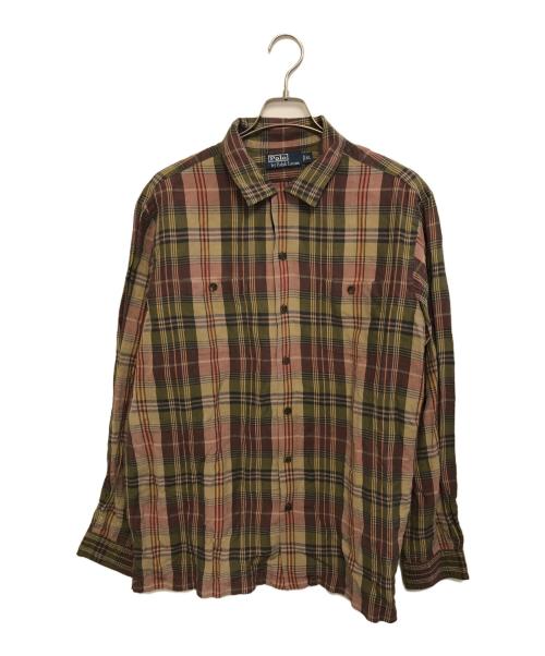 POLO RALPH LAUREN（ポロ・ラルフローレン）POLO RALPH LAUREN (ポロ・ラルフローレン) リネンシルク オープンカラーシャツ ブラウン サイズ:XLの古着・服飾アイテム