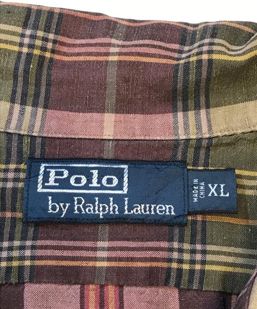 POLO RALPH LAUREN（ポロ・ラルフローレン）POLO RALPH LAUREN (ポロ・ラルフローレン) リネンシルク オープンカラーシャツ ブラウン サイズ:XLの古着・服飾アイテム