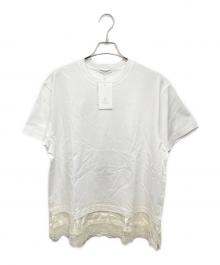 BEAUTY&YOUTH（ビューティーアンドユース）の古着「レースドッキング ショートスリーブ Tシャツ」｜ホワイト