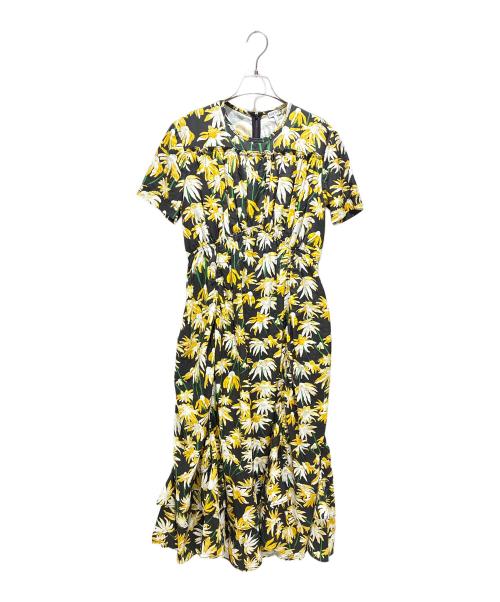 LOEWE（ロエベ）LOEWE (ロエベ) Daisy Ruffle Gathered Dress ブラック×イエロー サイズ:40の古着・服飾アイテム