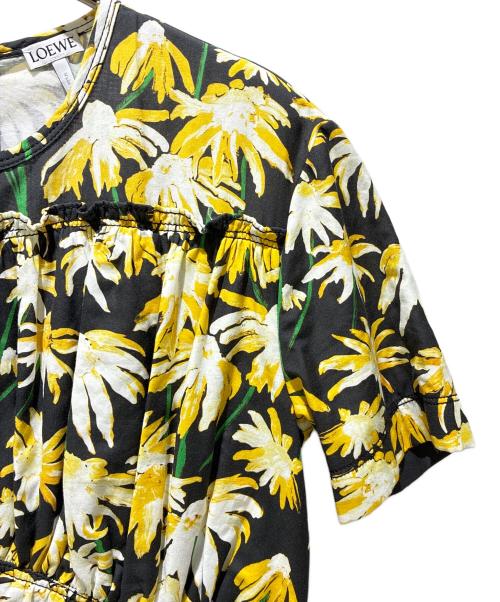 LOEWE（ロエベ）LOEWE (ロエベ) Daisy Ruffle Gathered Dress ブラック×イエロー サイズ:40の古着・服飾アイテム
