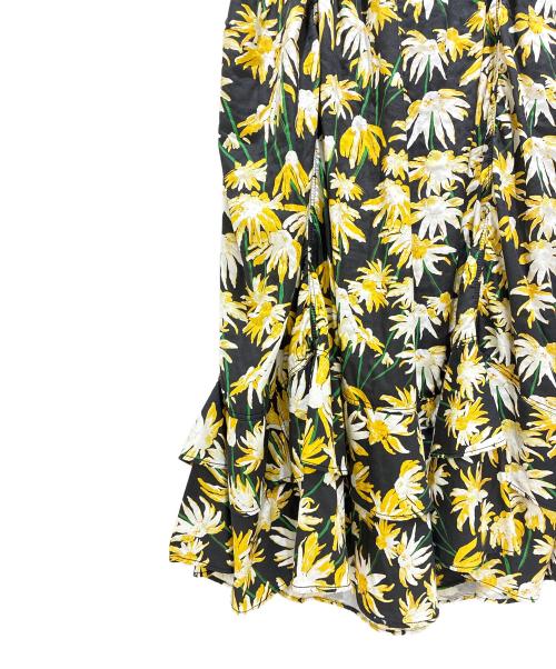 LOEWE（ロエベ）LOEWE (ロエベ) Daisy Ruffle Gathered Dress ブラック×イエロー サイズ:40の古着・服飾アイテム