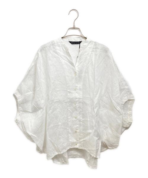mizuiro-ind（ミズイロインド）mizuiro-ind (ミズイロインド) リネンスタンドカラーコクーンシャツ ホワイト サイズ:Fの古着・服飾アイテム
