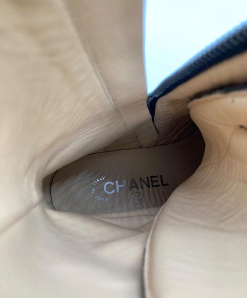 CHANEL（シャネル）CHANEL (シャネル) キャップトゥココマークレザージップブーツ ブラック サイズ:38 1/2 Cの古着・服飾アイテム