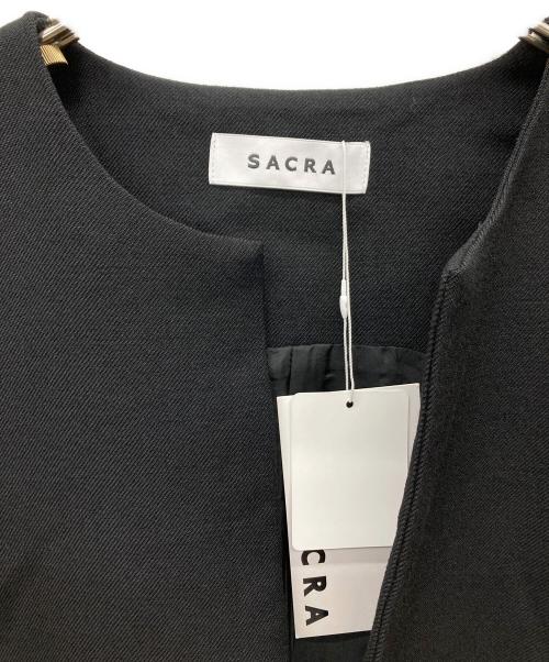 SACRA（サクラ）SACRA (サクラ) ハイカウントウールツイル ノースリーブワンピース ブラック サイズ:38 未使用品の古着・服飾アイテム