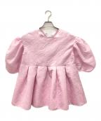 Blueleaブルレア）の古着「Silky Jacquard Blouse」｜ピンク