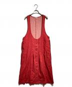 PINK HOUSEピンクハウス）の古着「ピンタックデニムワンピース」｜レッド