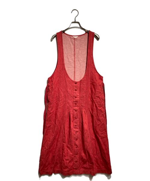PINK HOUSE（ピンクハウス）PINK HOUSE (ピンクハウス) ピンタックデニムワンピース レッド サイズ:FREEの古着・服飾アイテム