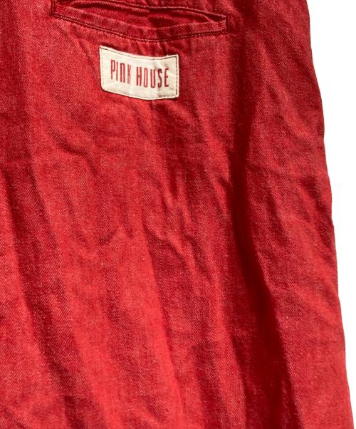 PINK HOUSE（ピンクハウス）PINK HOUSE (ピンクハウス) ピンタックデニムワンピース レッド サイズ:FREEの古着・服飾アイテム