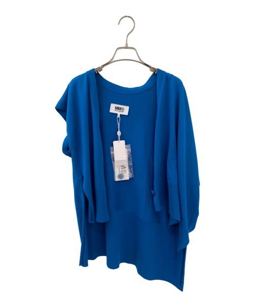 MM6 Maison Margiela（エムエムシックスメゾンマルジェラ）MM6 Maison Margiela (エムエムシックスメゾンマルジェラ) ノースリーブサイドスリットカーディガン ブルー サイズ:XSの古着・服飾アイテム