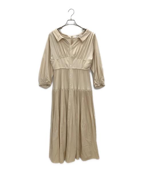 HER LIP TO（ハーリップトゥ）HER LIP TO (ハーリップトゥ) Pleated Open Shirt Dress ベージュ サイズ:M 未使用品の古着・服飾アイテム