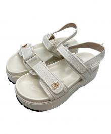 HER LIP TO（ハーリップトゥ）の古着「Trois Tweed Platform Sandals」｜ホワイト
