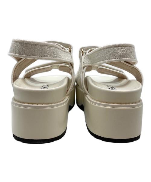 HER LIP TO（ハーリップトゥ）HER LIP TO (ハーリップトゥ) Trois Tweed Platform Sandals ホワイト サイズ:38の古着・服飾アイテム