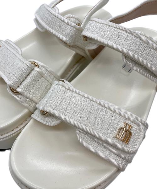 HER LIP TO（ハーリップトゥ）HER LIP TO (ハーリップトゥ) Trois Tweed Platform Sandals ホワイト サイズ:38の古着・服飾アイテム