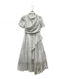 HER LIP TO（ハーリップトゥ）の古着「Striped Asymmetrical Shirt Dress」｜ホワイト