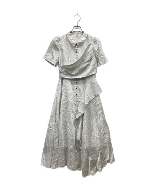 HER LIP TO（ハーリップトゥ）Her lip to (ハーリップトゥ) Striped Asymmetrical Shirt Dress ホワイト サイズ:Mの古着・服飾アイテム