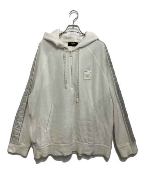 FENDI（フェンディ）FENDI (フェンディ) パイル ハーフジップパーカー ホワイト サイズ:Lの古着・服飾アイテム