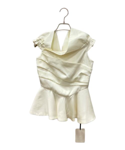 polaura（ポロ―ラ）polaura (ポロ―ラ) ロマンティックサテンペプラムトップス ホワイト サイズ:SIZE FREEの古着・服飾アイテム