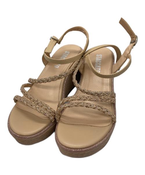 STACCATO（スタッカート）STACCATO (スタッカート) プルスコードストラップウェッジヒールサンダル ベージュ サイズ:23cmの古着・服飾アイテム