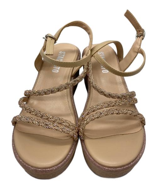 STACCATO（スタッカート）STACCATO (スタッカート) プルスコードストラップウェッジヒールサンダル ベージュ サイズ:23cmの古着・服飾アイテム