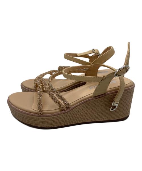 STACCATO（スタッカート）STACCATO (スタッカート) プルスコードストラップウェッジヒールサンダル ベージュ サイズ:23cmの古着・服飾アイテム