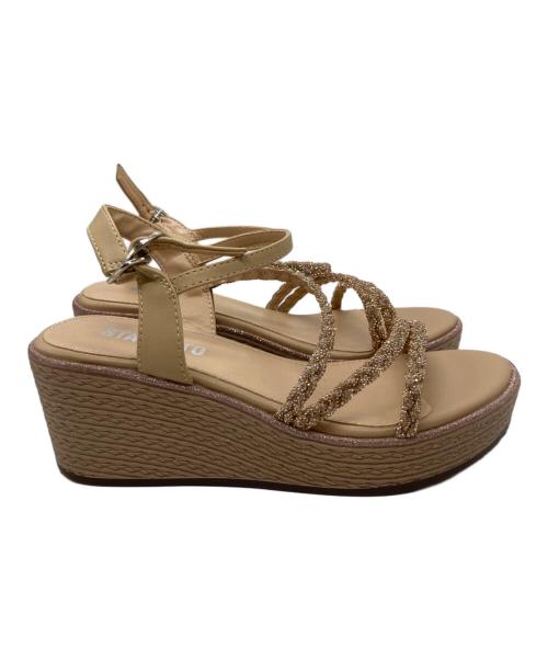 STACCATO（スタッカート）STACCATO (スタッカート) プルスコードストラップウェッジヒールサンダル ベージュ サイズ:23cmの古着・服飾アイテム