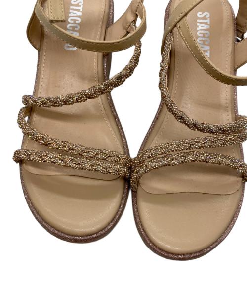 STACCATO（スタッカート）STACCATO (スタッカート) プルスコードストラップウェッジヒールサンダル ベージュ サイズ:23cmの古着・服飾アイテム