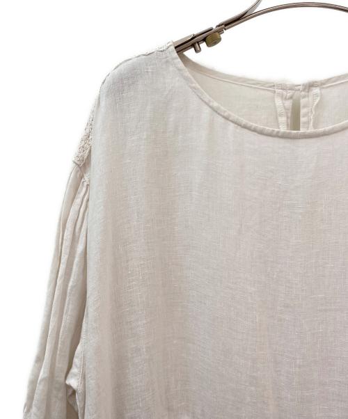 nest Robe（ネストローブ）nest Robe (ネストローブ) ラインマークレースギャザーワンピース アイボリー サイズ:Fの古着・服飾アイテム