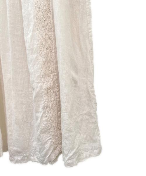 nest Robe（ネストローブ）nest Robe (ネストローブ) ラインマークレースギャザーワンピース アイボリー サイズ:Fの古着・服飾アイテム