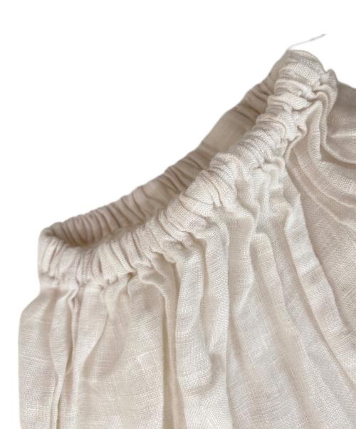 nest Robe（ネストローブ）nest Robe (ネストローブ) ラインマークレースギャザーワンピース アイボリー サイズ:Fの古着・服飾アイテム