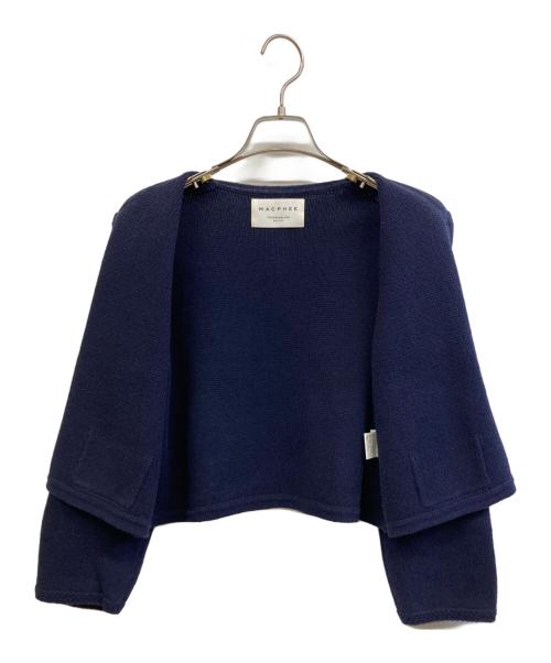 MACPHEE（マカフィー）MACPHEE (マカフィー) ハーフミラノリブ クロップドカーディガン ネイビー サイズ:Sの古着・服飾アイテム