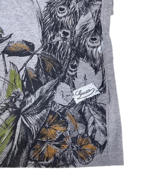 GUCCI（グッチ）GUCCI (グッチ) 孔雀プリント半袖Tシャツ グレー サイズ:XSの古着・服飾アイテム
