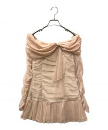 M ME EME（エムミーエメ）の古着「Luminous tulle ribbon drape mini onepiece」｜ピンク