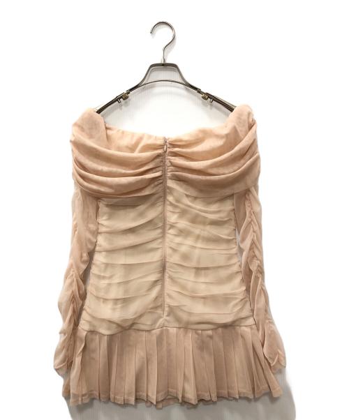 M ME EME（エムミーエメ）M ME EME (エムミーエメ) Luminous tulle ribbon drape mini onepiece ピンク サイズ:FREEの古着・服飾アイテム
